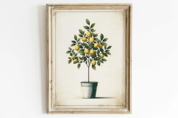 Lemon Tree Print, Mediterranean Farmhouse Art