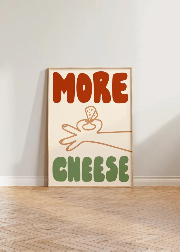 Funny Cheese Poster, Kitchen Food Wall Art Print