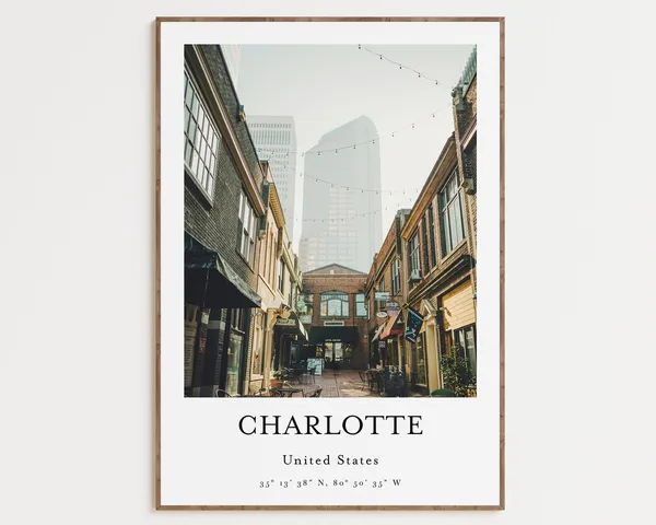 Charlotte North Carolina Travel Poster Print