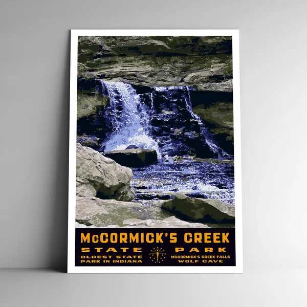 McCormicks Creek State Park Indiana Vintage WPA Travel Poster