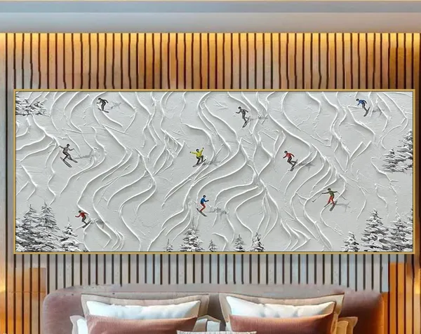 Skier on Snowy Mountain, Personalized Ski Art Print