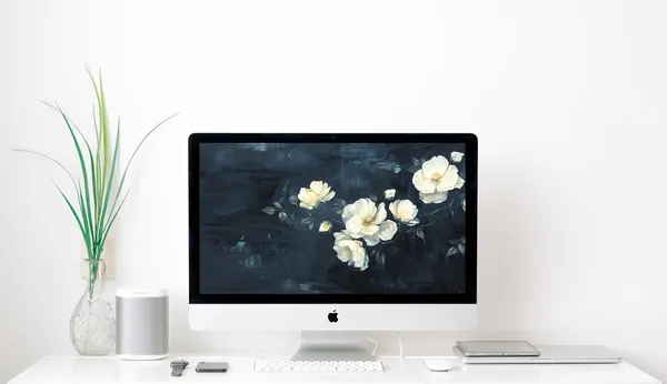 Spring Flowers Wallpaper, Moody Floral Poster Print