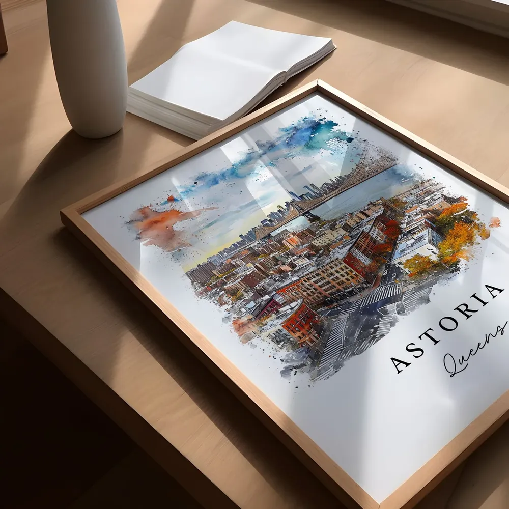 Astoria Queens Watercolor Travel Poster, NYC Print - Image 6