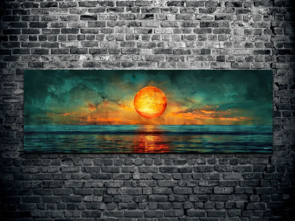 Panoramic Mid-Century Modern Sunset Wall Art Print - Image 2