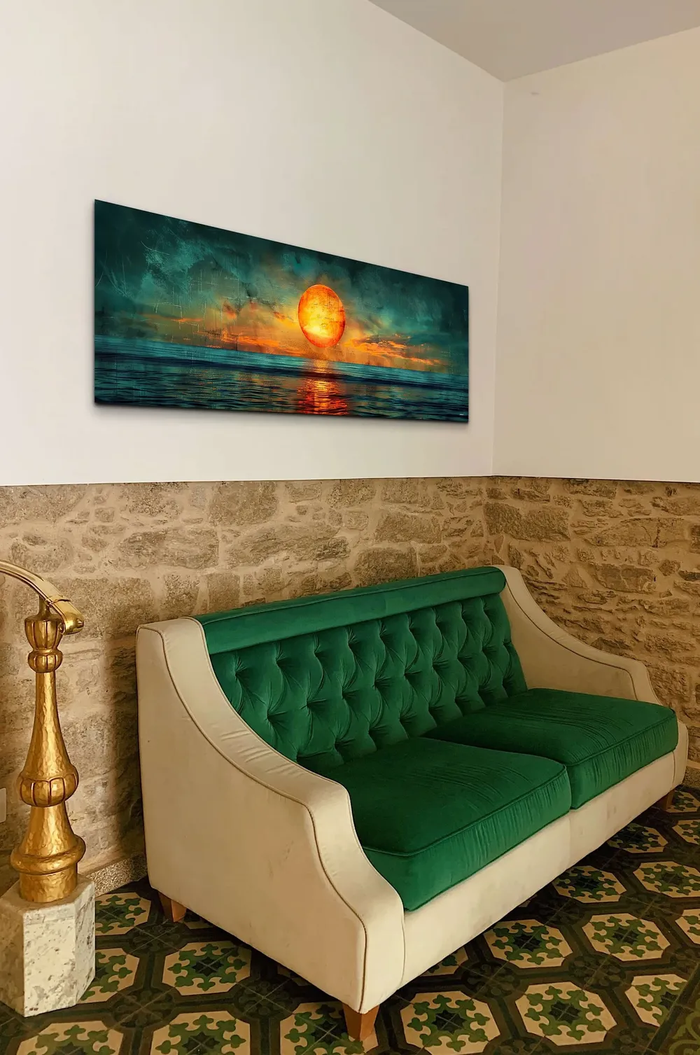 Panoramic Mid-Century Modern Sunset Wall Art Print - Image 4
