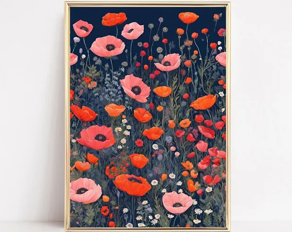Poppy Wall Art Print, Retro Botanical Poster