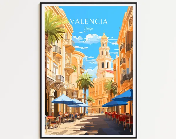 Valencia Travel Poster, Spain Art Print