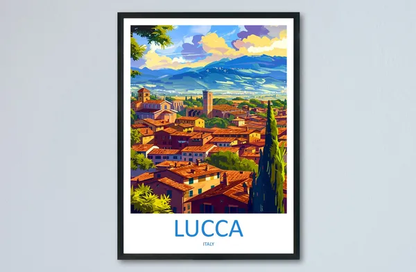 Lucca Travel Poster, Italy Wall Art Print