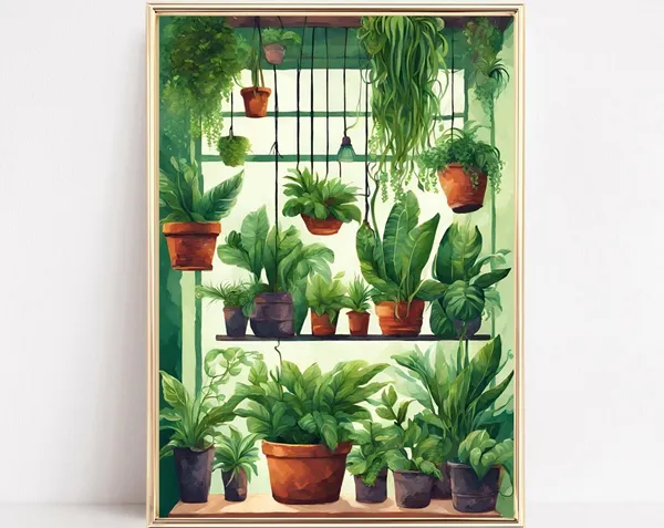 Botanical Indoor Houseplants Watercolor Art Print