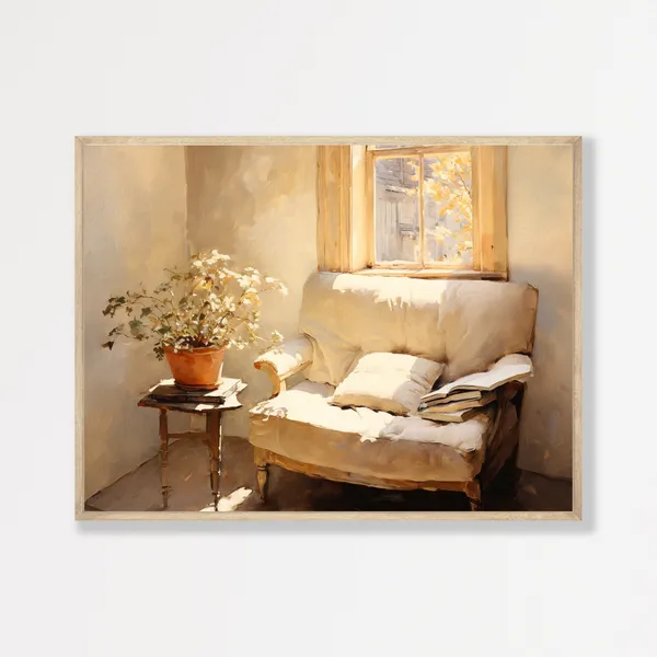 Neutral Still Life, Vintage Living Room Art Print