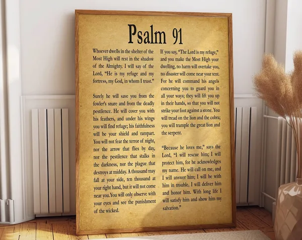 Psalm 91 Christian Scripture Wall Art Print Gift