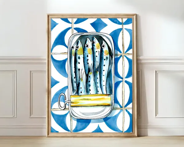 Sardines Print, Vintage Retro Kitchen Art Poster