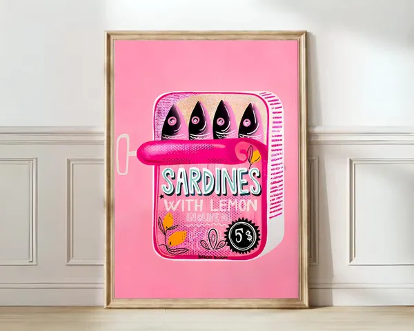 Sardines Print, Vintage Retro Fish Poster