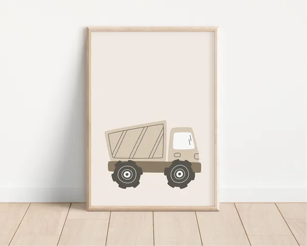 Construction Vehicle Print, Neutral Nursery Art Print