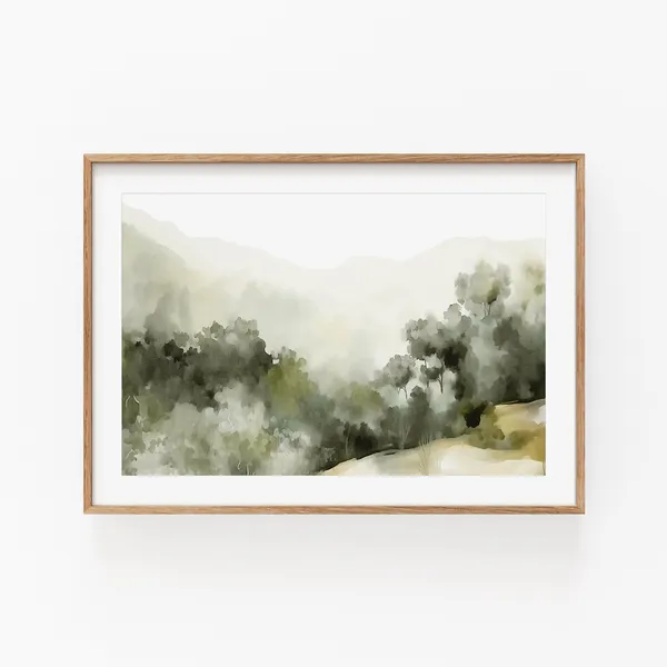 Watercolor Abstract Landscape Poster, Minimalist Decor