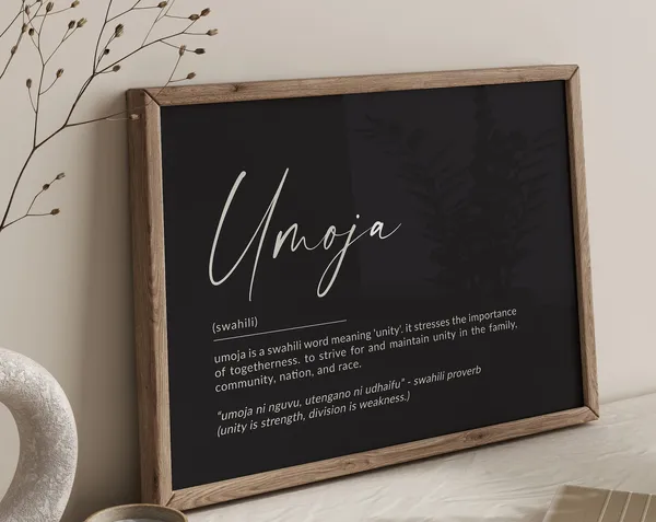 Umoja Definition Print, Unity Swahili Wall Art