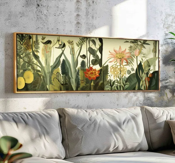 Panoramic Floral Wall Art Print, Above Bed Decor