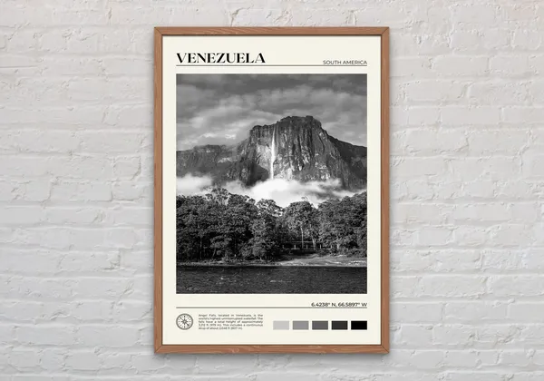 Venezuela Black and White Travel Poster Print