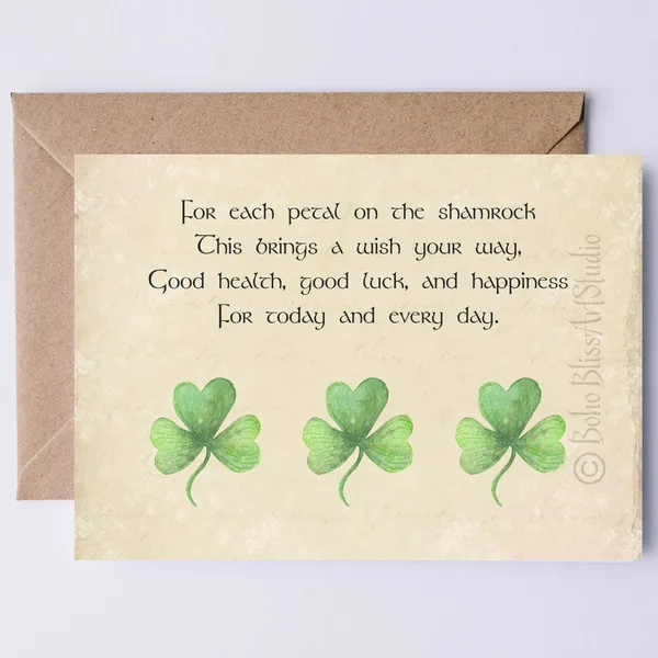 Irish Wedding Blessing Poster Print, Shamrock Verse