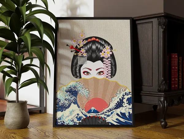 Japanese Geisha Print, Colourful Home Decor Art Print