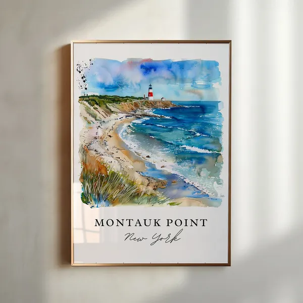 Montauk Point Travel Poster, Long Island Coast