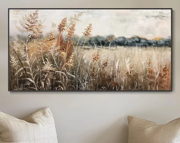 Autumn Reeds Abstract Modern Impressionism Art Print