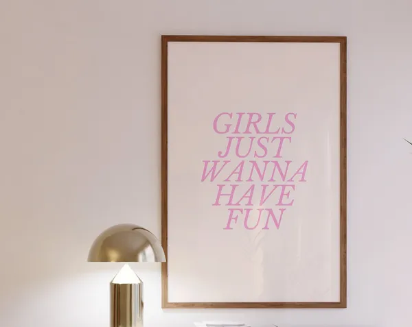 Pink Typography Art Print, Preppy Bedroom Decor