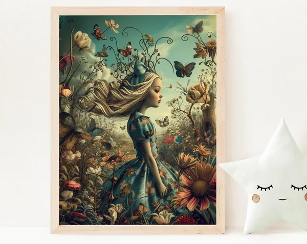 Alice In Wonderland Wildflower Art Print, Nursery Decor