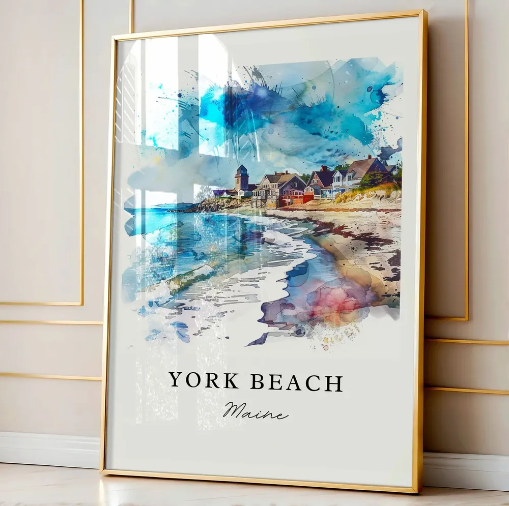 York Beach Me Travel Poster, Maine Housewarming - Image 4