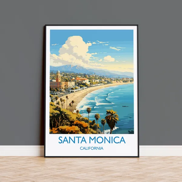 Santa Monica Travel Poster, California Wall Art Print