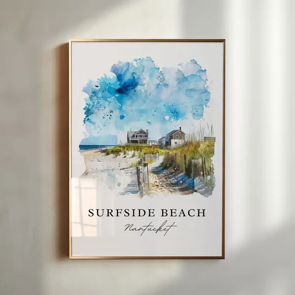 Surfside Beach Nantucket Travel Poster, Ma