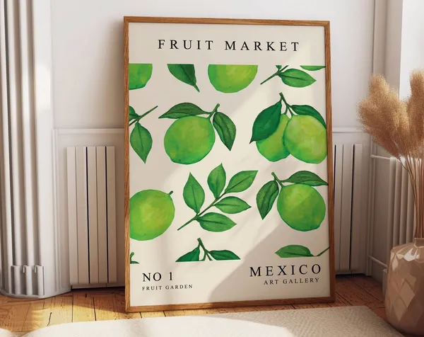Lime Fruit Market Vintage Poster Print