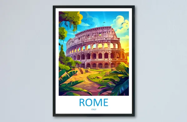 Rome Travel Poster, Italy Wall Decor For Home