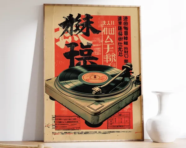 Japanese Retro Music Poster, Vintage Vinyl Print
