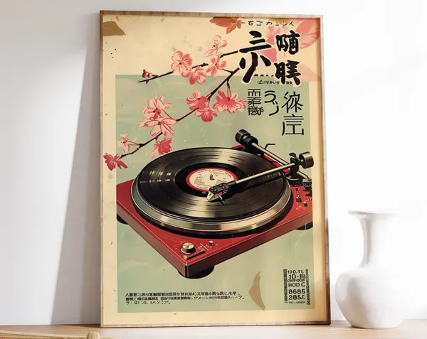 Japanese Retro Vinyl Music Wall Art Print