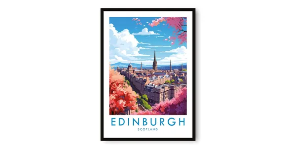 Edinburgh Travel Poster, United Kingdom Print
