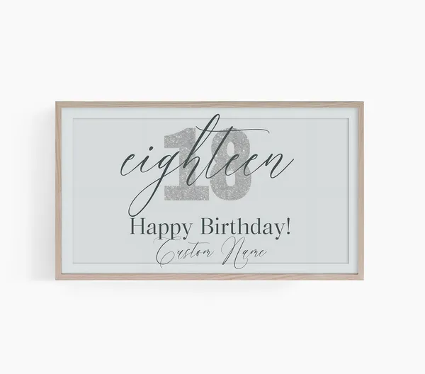 Personalized Happy Birthday TV Art, 18th Celebration