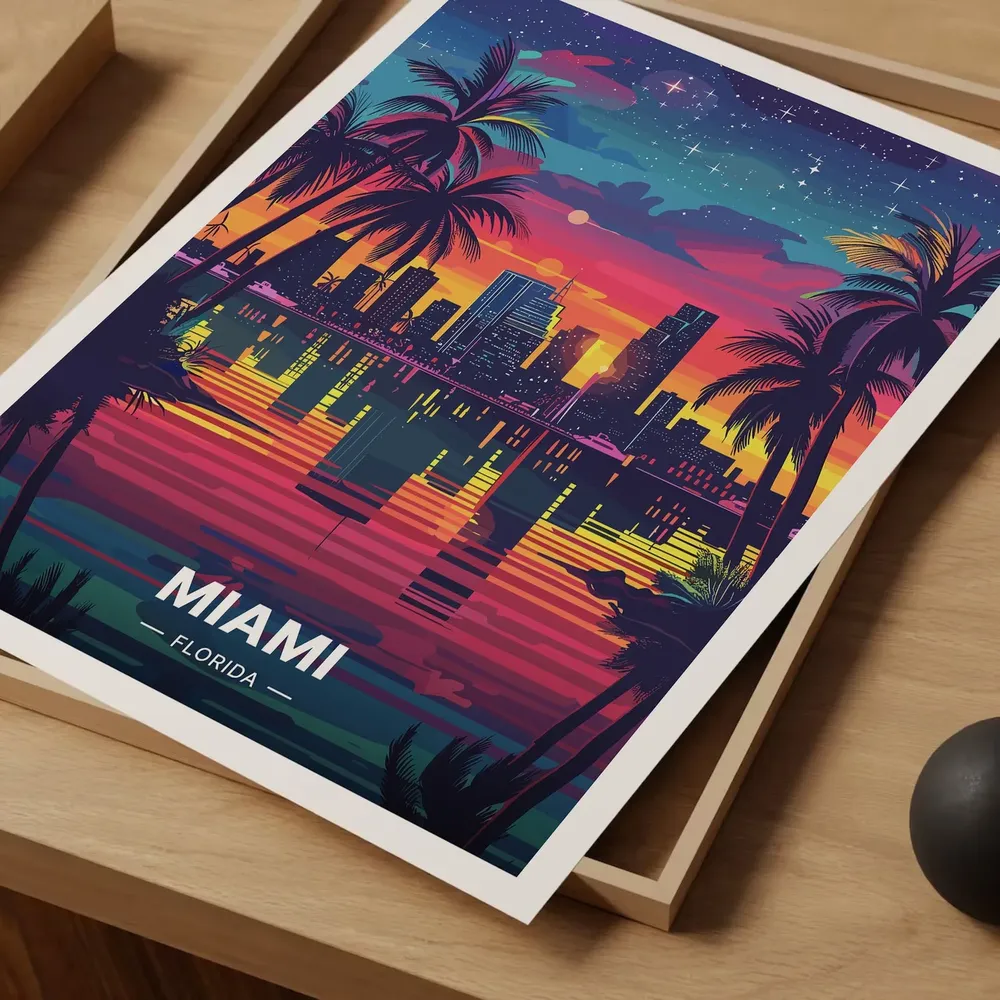 Miami Beach Scene Travel Poster - Image 3