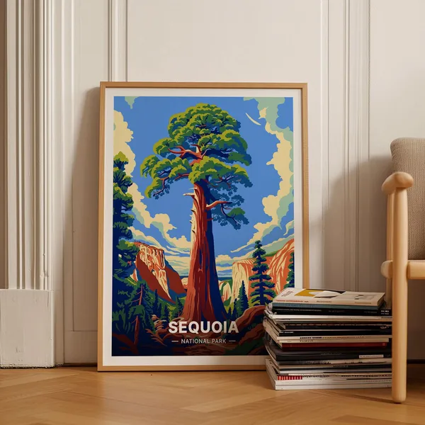 Sequoia National Park Travel Poster, Nature-Inspired Art