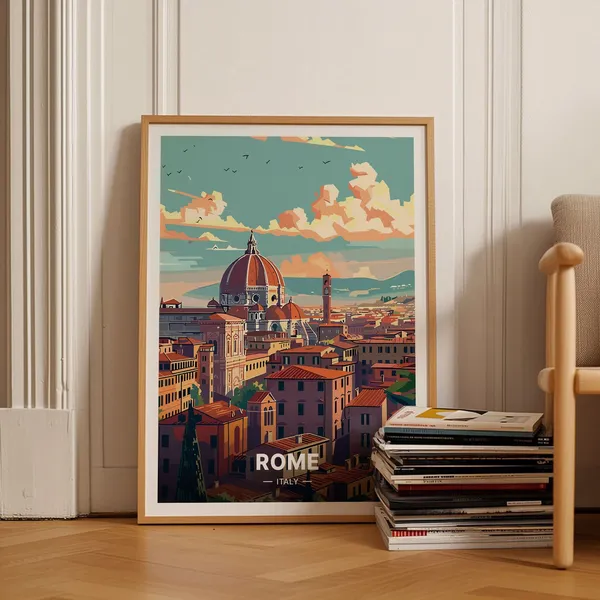 Rome Travel Poster, Italy Wall Art Poster Print