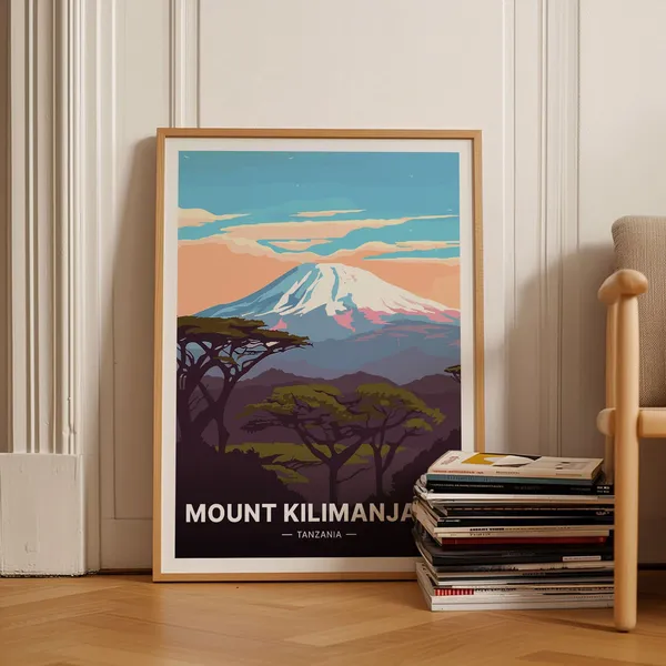 Mount Kilimanjaro Tanzania Travel Poster, Adventure Theme