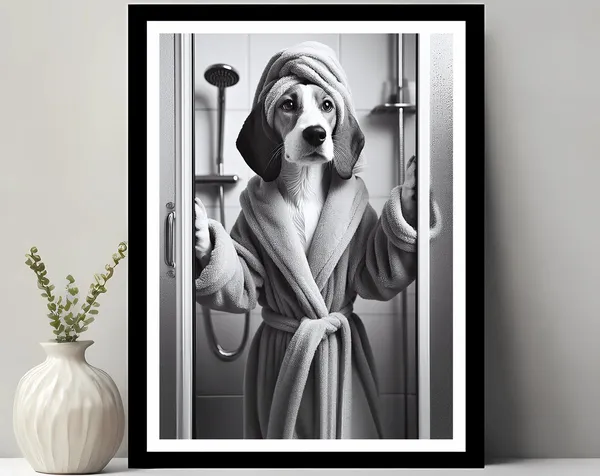 English Foxhound Bathroom Art Print, Funny Decor