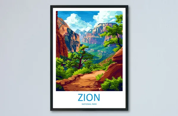 Zion National Park Travel Poster, Utah Wall Art