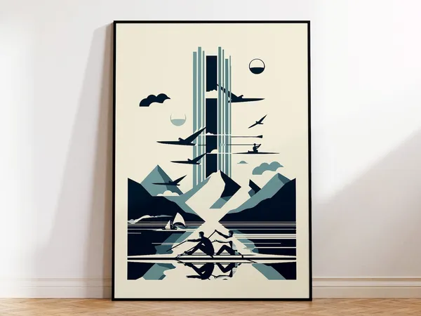 Rowing Boat Art Print, Modern Look for Rowers