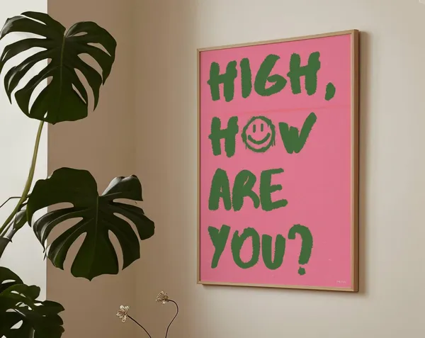 High How Are You Typography Art Print, Mid Century