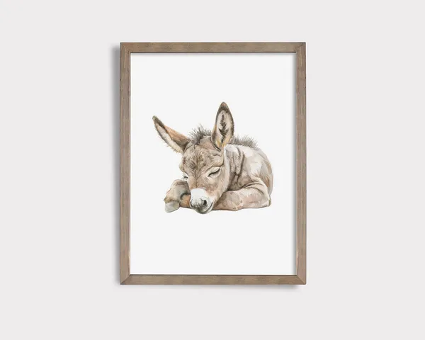 Sleeping Donkey Nursery Print, Cute Animal Decor
