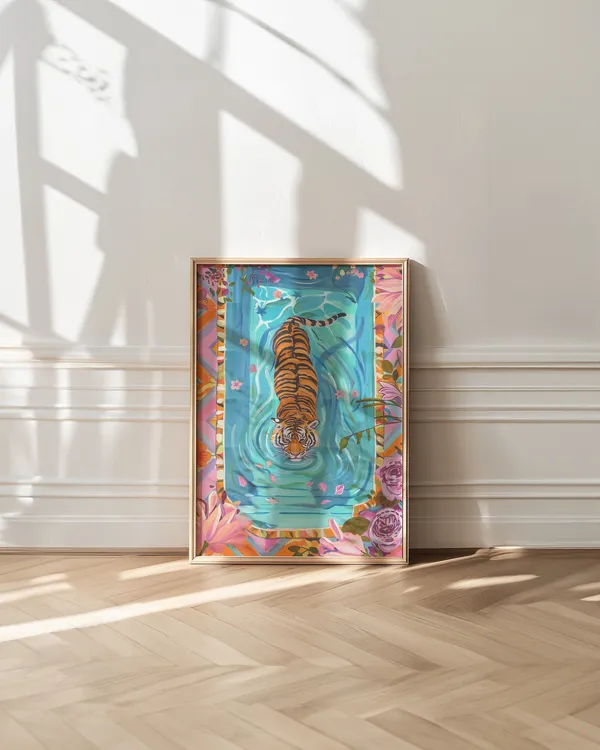Tiger Poster Art Print, Maximalist Bathroom Decor