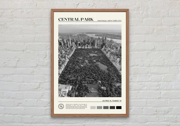 Central Park Black and White Travel Poster, New York
