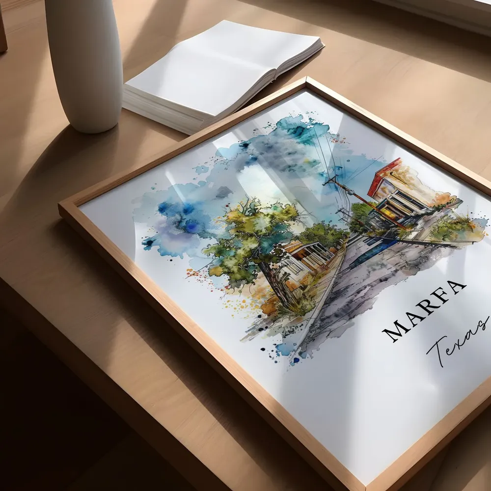 Marfa Tx Watercolor Travel Poster, Texas Wall Art - Image 6