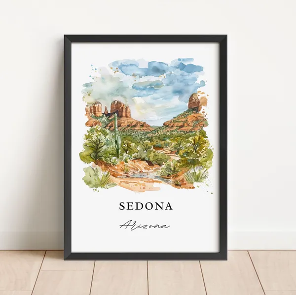 Sedona, Arizona Watercolor Travel Poster, Art Print